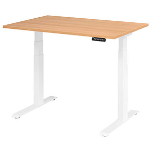 HAMMERBACHER XDKB12 elektrisch höhenverstellbarer Schreibtisch eiche rechteckig, C-Fuß-Gestell weiß 120,0 x 80,0 cm