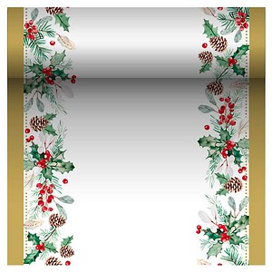 PAPSTAR Tischläufer Mistletoe and Pinecone 37231 mehrfarbig 40,0 cm x 24,0 m, 1 Rolle