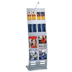 Kerkmann Prospektständer tec-art breit silber DIN A4, 1/3 DIN A4 ohne Fächer Fächer 52,0 x 46,0 x 165,0 cm, 1 St.