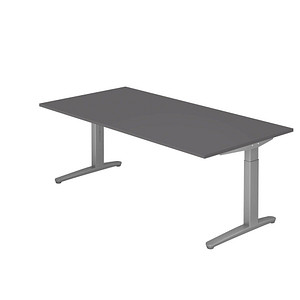 HAMMERBACHER VXB2E höhenverstellbarer Schreibtisch grafit rechteckig, C-Fuß-Gestell silber 200,0 x 100,0 cm