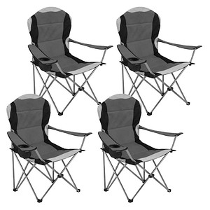 Garden Pleasure Campingstuhl mit Armlehnen ANTIGUA grau, schwarz, Metall, 4 St.