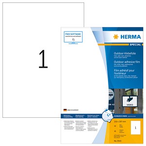 40 HERMA Folien-Kraftklebe-Etiketten 9543 weiß 210,0 x 297,0 mm