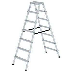 MUNK Stehleiter beidseitig 11237 silber 2x 7 Stufen, H: 163,0 cm
