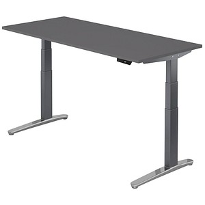 HAMMERBACHER VXBHM19 elektrisch höhenverstellbarer Schreibtisch grafit rechteckig, C-Fuß-Gestell grau 180,0 x 80,0 cm