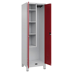 CP Putzmittelschrank Classic Plus 080110-00 S10016 lichtgrau, rubinrot 4 Fachböden 60,0 x 50,0 x 195,0 cm, aufgebaut, 1 St.