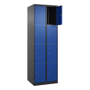 CP Schließfachschrank Classic Plus enzianblau, schwarzgrau 080000-204 S10034, 8 Schließfächer 60,0 x 50,0 x 185,0 cm