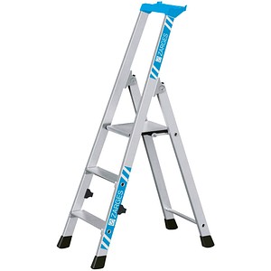 ZARGES Stehleiter einseitig Nova S silber 3 Stufen, H: 134,0 cm