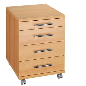 MÖBELPARTNER Rollcontainer buche 4 Auszüge 42,0 x 50,0 x 56,9 cm