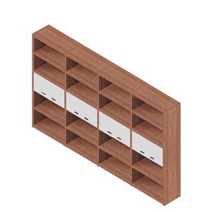 Quadrifoglio Regalschrank Tarias, KICM64/NOBAZ weiß, nussbaum 364,0 x 43,0 x 215,0 cm, 1 St.