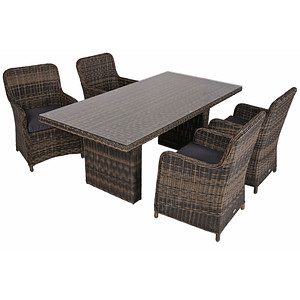 Garden Pleasure Sitzgruppe BORDEAUX dunkelgrau, schwarz Kunststoff, Metall, 9-teilig