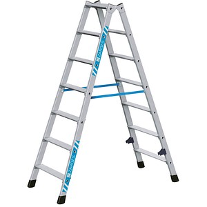 ZARGES Stehleiter beidseitig Nova B silber 2x 7 Stufen, H: 161,0 cm