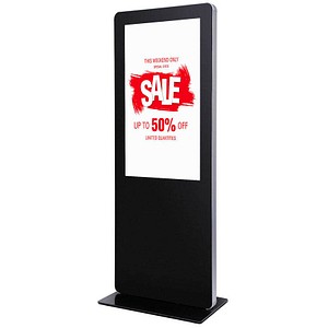 Showdown® Displays Digitales Totem abgerundet Infostele mit LED-Display, schwarz, 108,0 cm (43 Zoll)