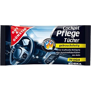 GUT&GÜNSTIG feuchte Reinigungstücher Cockpit 1-lagig weiß, 30 Tücher