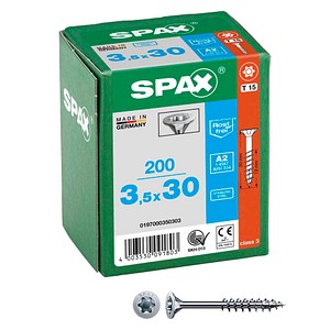 SPAX® Universalschrauben T15 Senkkopf Edelstahl A2 0197000350303 3,5 mm x 30 mm, 200 St.