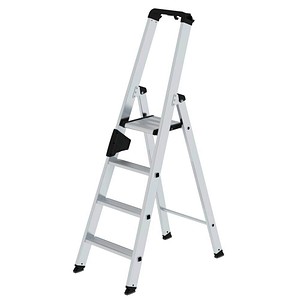 MUNK Stehleiter einseitig 40104 silber 4 Stufen, H: 148,0 cm