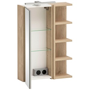 MÖBELPARTNER Spiegelschrank Mads 159670 weiß-eiche 50,3 x 16,0 x 74,4 cm