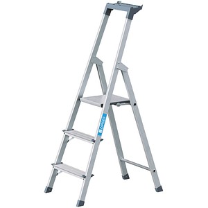 ZARGES Stehleiter einseitig Scana S silber 3 Stufen, H: 136,0 cm