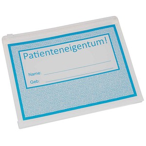 BOI Gleitverschlussbeutel Patienteneigentum! 24,0 x 19,0 cm blau/weiß, 10 St.