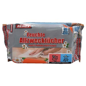 REINEX feuchte Allzweck-Reinigungstücher 1-lagig weiß, 50 Tücher