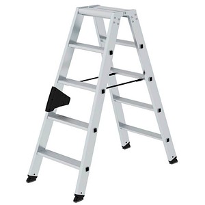 MUNK Stehleiter beidseitig 40210 silber 2x 5 Stufen, H: 114,0 cm