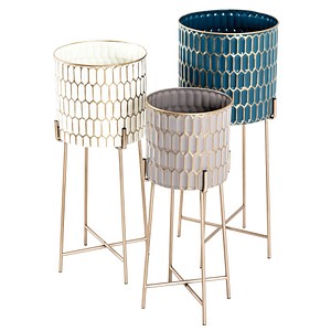 HAKU Möbel Pflanzenständer-Set Metall, Ø 29,0/26,0/22,0 cm gold, 3 Set
