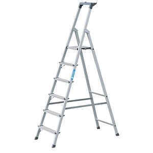 ZARGES Stehleiter einseitig Scana S silber 6 Stufen, H: 205,0 cm