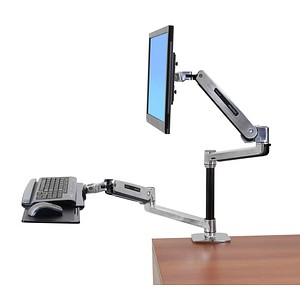 ergotron Monitor-Maus-Tastatur-Halterung WorkFit LX 45-405-026 silber für Monitore bis 60,96 cm (24 Zoll), Tischklemme