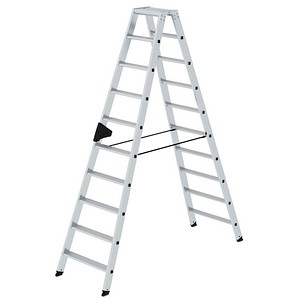 MUNK Stehleiter beidseitig 40220 silber 2x 10 Stufen, H: 232,0 cm