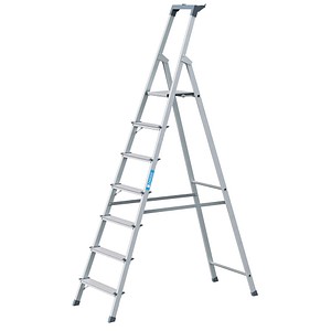 ZARGES Stehleiter einseitig Scana S silber 7 Stufen, H: 229,0 cm