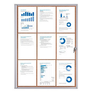 Showdown® Displays Schaukasten Economy XS Kork silber 9x DIN A4 71,1 x 2,6 x 96,3 cm, 1 St.