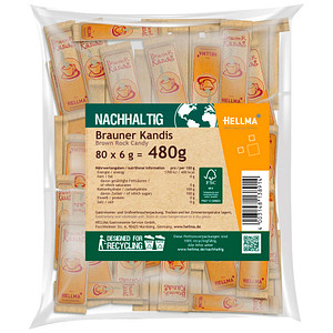 HELLMA  Brauner Kandis Zuckersticks, 80x 6,0 g