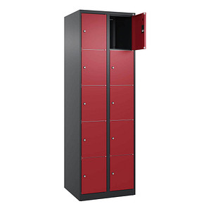 CP Schließfachschrank Classic Plus rubinrot, schwarzgrau 080000-205 S10032, 10 Schließfächer 60,0 x 50,0 x 185,0 cm