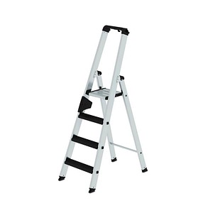 MUNK Stehleiter einseitig 42104 silber 4 Stufen, H: 158,0 cm
