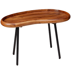 WOHNLING Couchtisch Nierenform Massivholz sheesham 71,0 x 40,0 x 42,0 cm, 1 St.