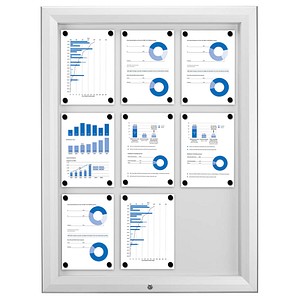 Showdown® Displays Schaukasten T silber 9x DIN A4 80,5 x 4,7 x 106,7 cm, 1 St.