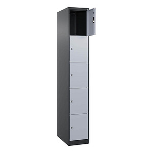 CP Schließfachschrank Classic Plus schwarzgrau, weißaluminium 080000-105 S10032, 5 Schließfächer 30,0 x 50,0 x 185,0 cm