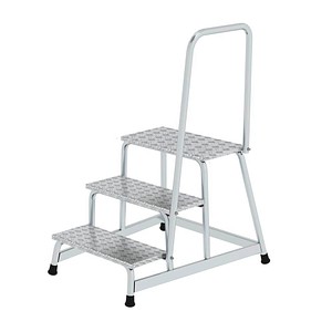 MUNK Montagetritt mit Handlauf 50043 silber 3 Stufen, H: 60,0 cm