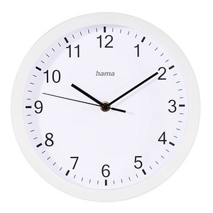 hama Wanduhr Elba weiß Kunststoff, Ø 25,0 cm
