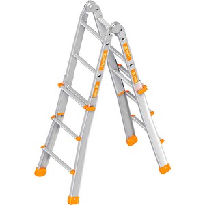 Layher Teleskopleiter TOPIC 1058 silber 4x 3 Sprossen, H: 155,0 cm