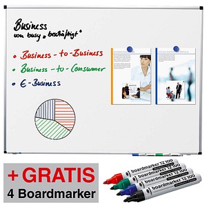AKTION: Legamaster Whiteboard PREMIUM 100,0 x 75,0 cm weiß spezialbeschichteter Stahl + GRATIS 4 Boardmarker TZ 100 farb