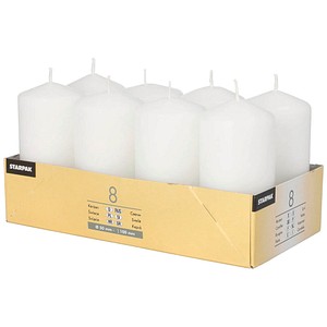 STARPAK Stumpenkerzen weiß, 8 St.