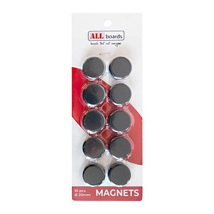 ALLboards Magnet schwarz, Kunststoff Ø 2,0 x 0,6 cm, 10 St.