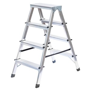 MUNK Stehleiter beidseitig 11164 silber 2x 4 Stufen, H: 86,0 cm