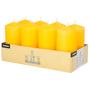 STARPAK Stumpenkerzen goldgelb, 8 St.
