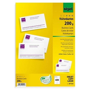 SIGEL Visitenkarten DP939 satiniert weiß 200 g/qm, 600 St.
