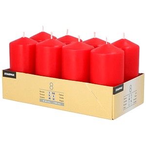 STARPAK Stumpenkerzen rot, 8 St.