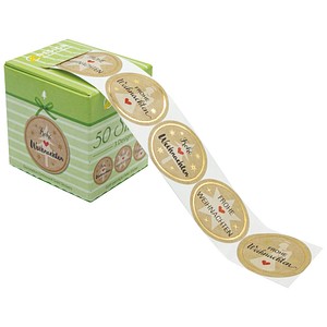 AVERY Zweckform Aufkleber Frohe Weihnachten, braun, 50 Etiketten