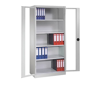CP Stahlschrank 8920-055 S10117 lichtgrau, Acrylglas 4 Fachböden 93,0 x 40,0 x 195,0 cm, aufgebaut, 1 St.