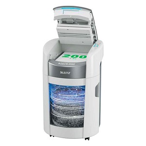 LEITZ IQ OptiMax Autofeed Small Office 200 Aktenvernichter mit Partikelschnitt P-4, 4 x 10 mm, bis 200 Blatt