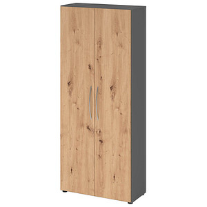 HAMMERBACHER Aktenschrank 4100, V4100/G/R/BM grafit, asteiche 4 Fachböden 80,0 x 34,6 x 188,0 cm